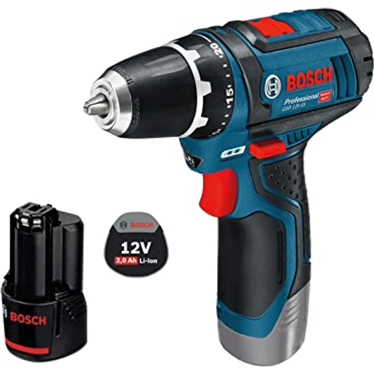 Bosch Professional GSR 12V-15 Akku-Bohrschrauber 2-Gang Schnellspannbohrfutter 1x 2,0 Ah Akku