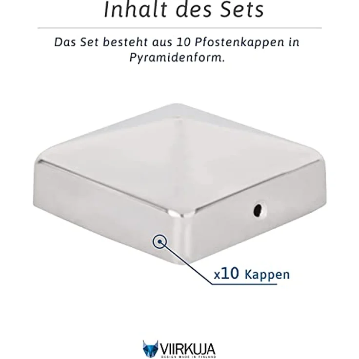Pfostenkappen 9x9 Cm 10 Stück 90x90 Mm Edelstahl Zaunpfosten-Zaunpfosten Metall: 71X71Mm – Bild 3