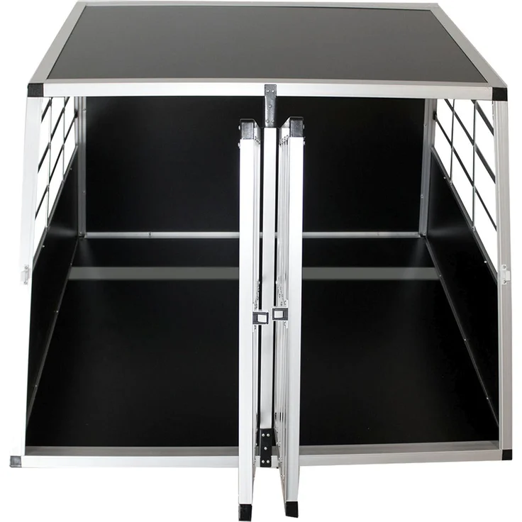 Juskys Alu Hundetransportbox XL - 96 × 91 × 70 cm – Auto Hundebox robust & pflegeleicht – 2 Gittertüren verschließbar - Reisebox für Hunde – Bild 7