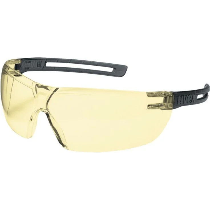 uvex x-fit Schutzbrille 9199 - Kratzfest & Beschlagfrei, 100% UV-400-Schutz - Sicherheitsbrille mit Klarer Scheibe - Chemikalienbeständige Arbeitsbrille für Labore gelb/grau – Bild 1