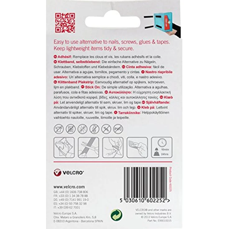 VELCRO VEL-EC60225 Klettband zum Aufkleben Haft- und Flauschteil (L x B) 500mm x 20mm Schwarz 0.5m - Preisvergleich – Bild 2