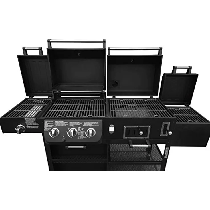 Barbecue El Fuego 4 in 1 Kombigrill Arizona Smoker Gasgrill Holzkohlegrill BBQ, Grillfläche 27 x 42 cm – Bild 8