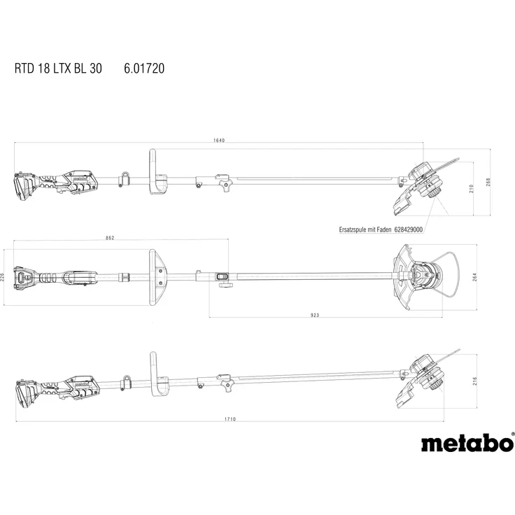 Metabo Akku Rasentrimmer RTD 18 LTX BL 30 (18 Volt, Li-Ion, Freischneider mit Rundgriff, Schultergurt, bürstenloser Motor, Schnittkreis: 30cm) ohne Akku und Ladegerät, im Karton – Bild 5