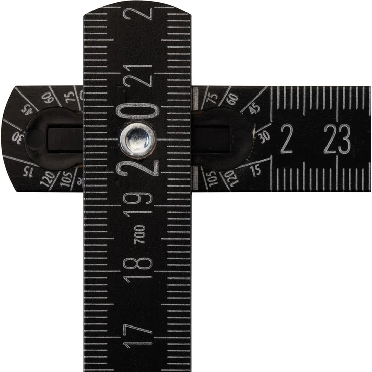 STABILA Holz-Gliedermaßstab Type 707 P SCHWARZARBEITER, 2 m, schwarz, metrische Skala, mit Winkelschema, PEFC-zertifiziert – Bild 1