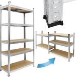 ecd germany Werkstattregal Silber 170x70x30 cm aus MDF und Metall bis 350 kg