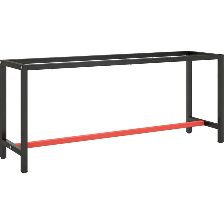 Werkbankgestell Mattschwarz und Mattrot 190x50x79 cm Metall – Bild 1