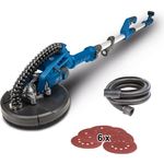 Scheppach Wand & Deckenschleifer DS920X - 710W, Ø225mm, LED-Arbeitsleuchte | bis 90° neigbarer Kopf, teleskopierbarer Trockenbauschleifer | inkl. 4m Absaugschlauch, Absaugadapter & 6 Schleifscheiben