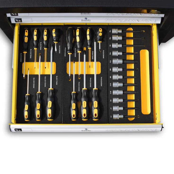 BAMATO Premium Werkstattwagen WORK-550 mit 348-tlg CrV Werkzeugset – Bild 2