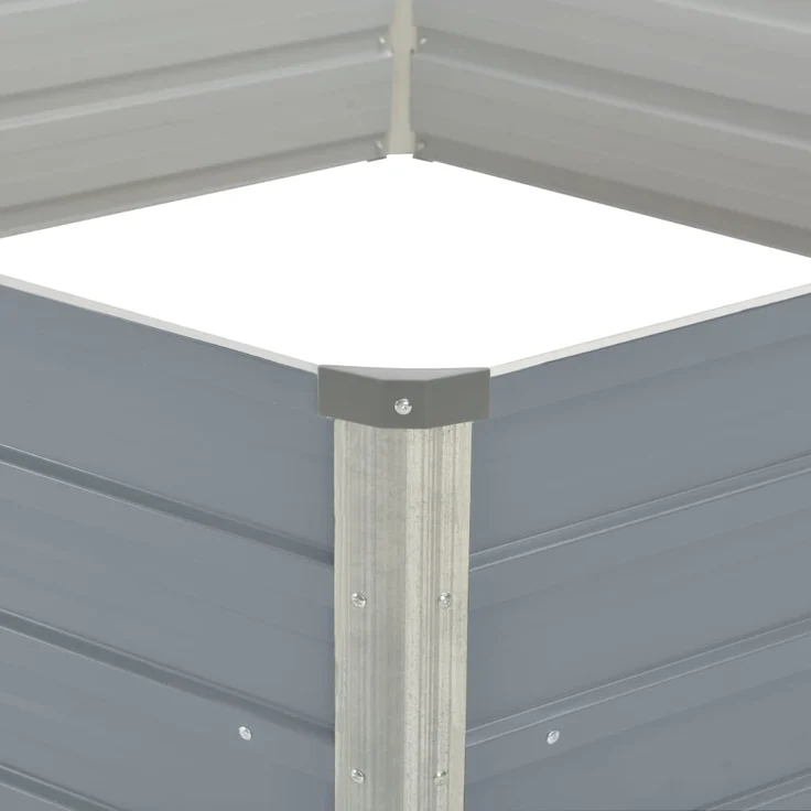 vidaXL Hochbeet Grau 129 x 129 x 46 cm Verzinkter Stahl – Bild 3