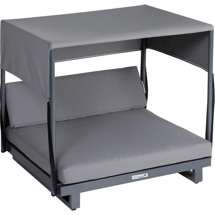 Greemotion Hunde-Sofa mit Dach Größe M, ca. 63 x 30-65 x 65 cm, stabiles Alu-Gestell, 5 kg, Hundebank, Hundeplatz, Outdoor