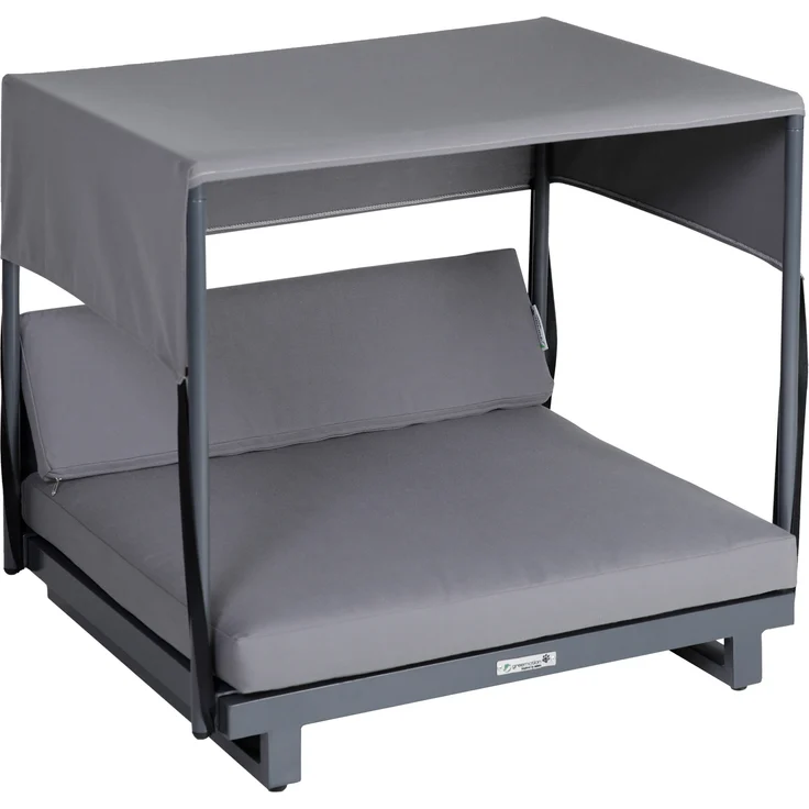 Greemotion Hunde-Sofa mit Dach Größe M, ca. 63 x 30-65 x 65 cm, stabiles Alu-Gestell, 5 kg, Hundebank, Hundeplatz, Outdoor – Bild 1