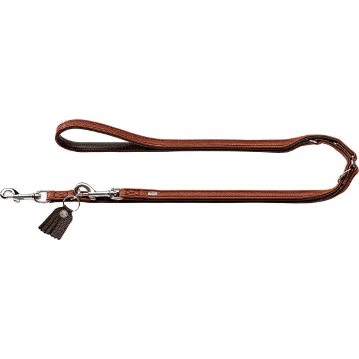 Hunter Hunde-Leine verstellbar Cody Bisonleder cognac-dunkelbraun 15-200