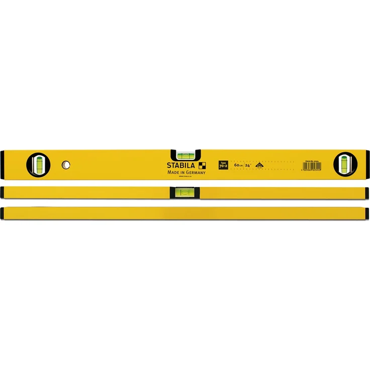STABILA Wasserwaage Type 70-2, 180 cm, leichtes Alu-Profil, 1 Horizontal-Libelle, 2 Vertikal-Libellen, Made in Germany – Bild 3