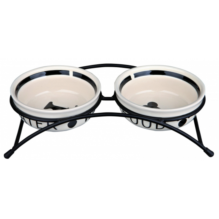 Trixie Napf-Set Eat on Feet weiß-schwarz 2 × 0,25 l/ø 13 cm
