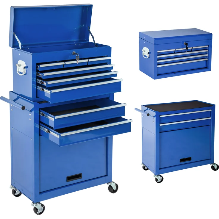 tectake Werkzeugwagen mit 8 Schubladen blau – Bild 6