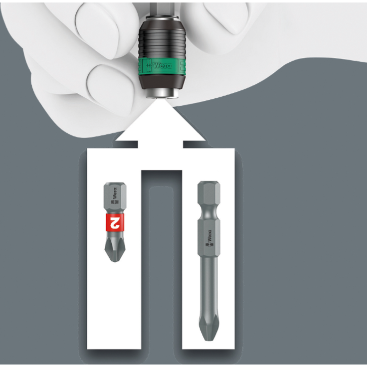 Wera Kraftform Kompakt 100 robustes Werkzeug Set 52 tlg. Bitset mit Bithalter Schnellwechselfutter Winkelschlüssel mit Hex-Plus Profil Schraubendreher-Set PH1 Kreuzschlitz BiTorsion Bits – Bild 7