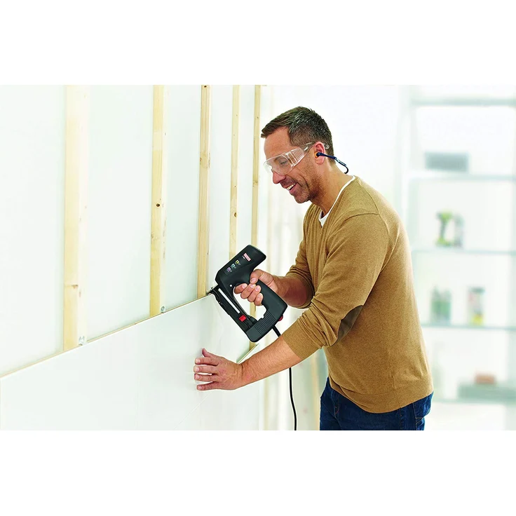 Novus Elektrotacker J-165 Profi, rückschlagarmer Universal-Tacker, Nachschlagfunktion, verarbeitet Klammern und Nägel – Bild 7