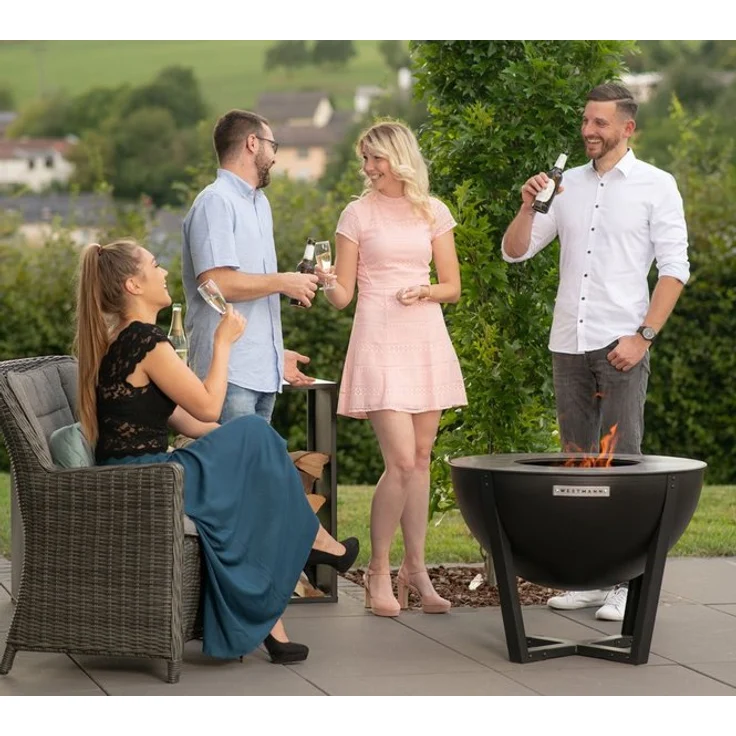 Westmann Premium Grill Feuerstelle inkl. Edelstahl Grillplatte schwarz 81x81x62 cm – Bild 3