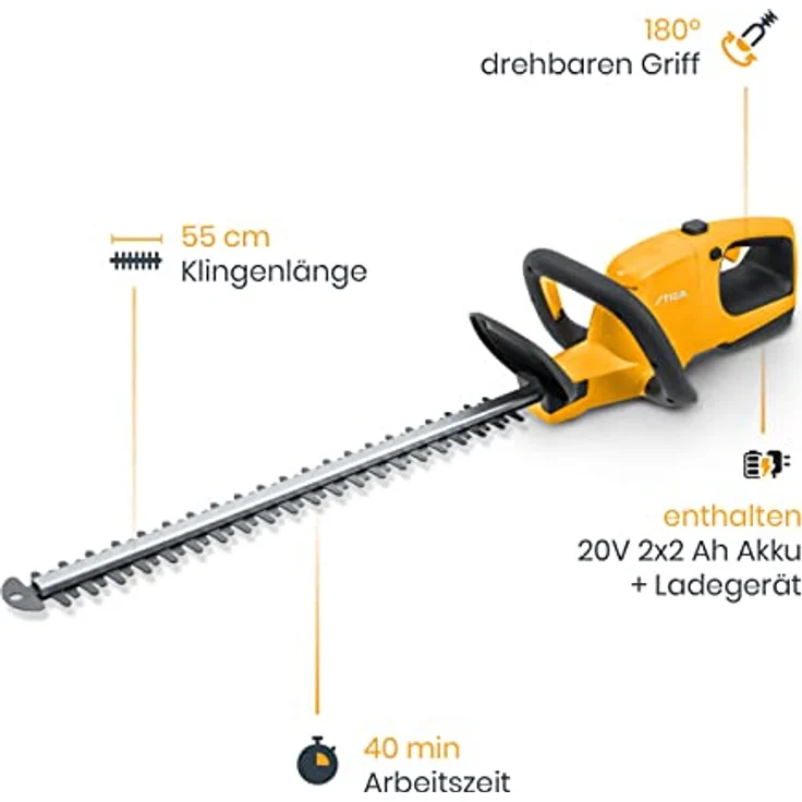 STIGA HT 100e Akku Heckenschere inkl. Akku, inkl. Ladegerät 0.15kW 20V Li-Ion 500mm – Bild 2