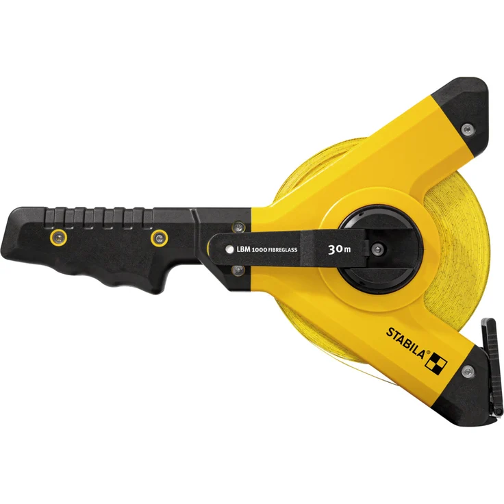 STABILA Rahmenbandmaß LBM 1000 FIBREGLASS, 30 m, Glasfaser-Messband mit metrischer Skala und Knickschutz, Universalhaken, bruchsicherer Rahmen, MID-Genauigkeit – Bild 1