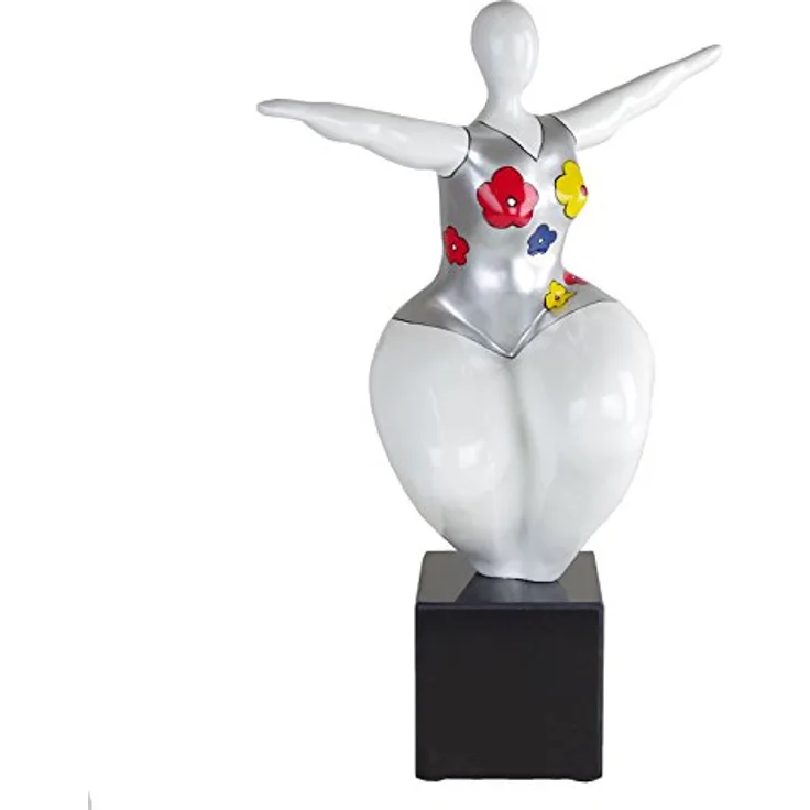 Figur Ballerina weiß mit Marmorsockel Skulptur Statue Dekofigur Standfigur