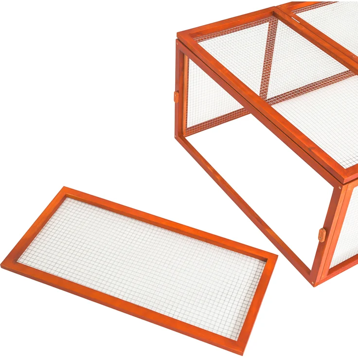 tectake Kaninchenstall mit 4 Türen 181x90x48cm - braun – Bild 3