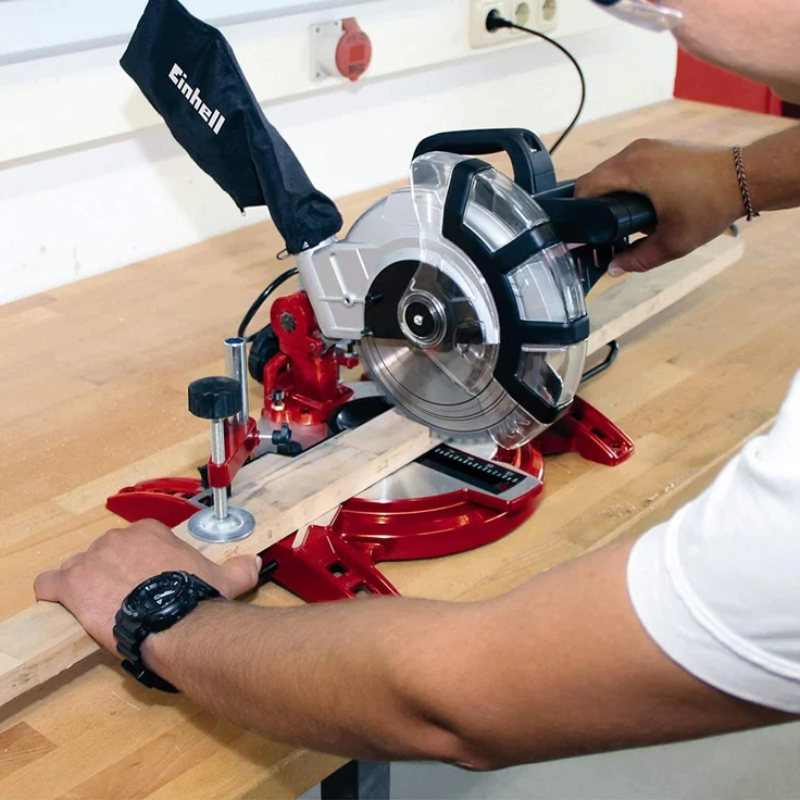 Einhell Kapp Gehrungssäge TC-MS 2112 (1600 W, Sägeblatt Ø 210 mm, Schnittbreite 120 mm, schwenkbarer Sägekopf) – Bild 3