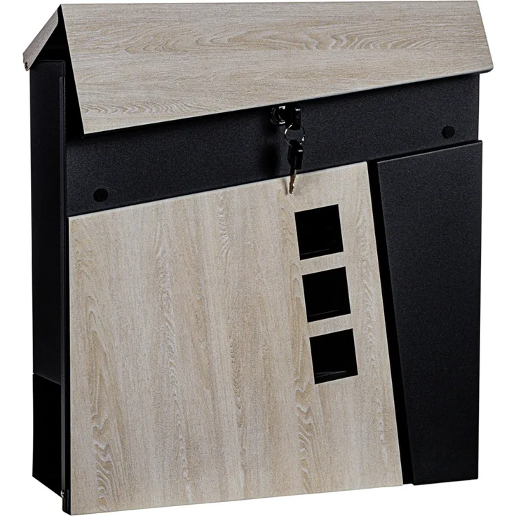 STILISTA Wandbriefkasten 370x370x110 Holz-Schwarz Oslo
