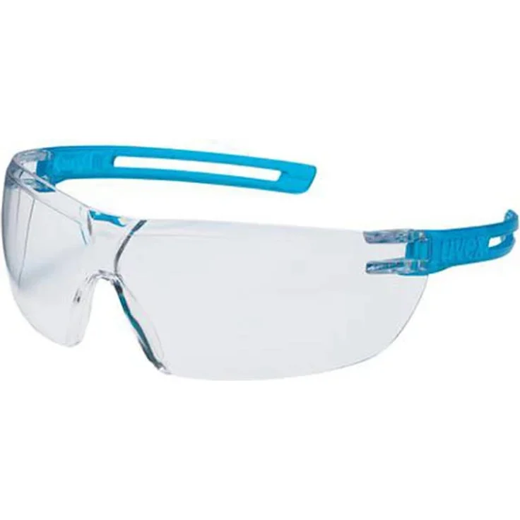 uvex x-fit Schutzbrille 9199 - Kratzfest & Beschlagfrei, 100% UV-400-Schutz - Sicherheitsbrille mit Klarer Scheibe - Chemikalienbeständige Arbeitsbrille für Labore weiß/blau – Bild 1