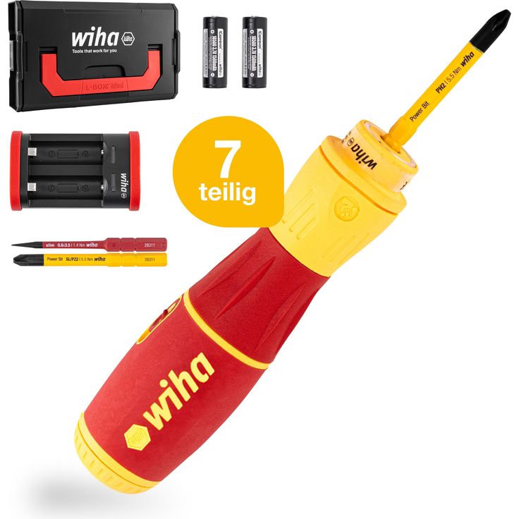 Wiha elektrischer Schraubendreher speedE® II electric (44318) 7-tlg (slimBits, Batterien, USB-Ladekabel, L-Boxx Mini)|Drehmoment 0,4nm + 1nm LED-Licht – Bild 2