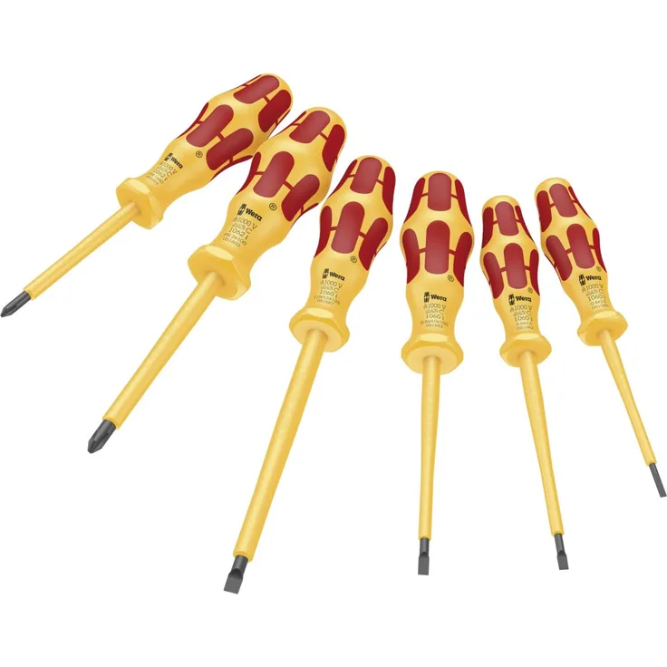 Wera 1060 i/1062 i/6 Schraubendrehersatz Kraftform VDE, 6-teilig Kreuzschlitz-Schraubendreher Schlitz-Schraubendreher Kraftform Griff