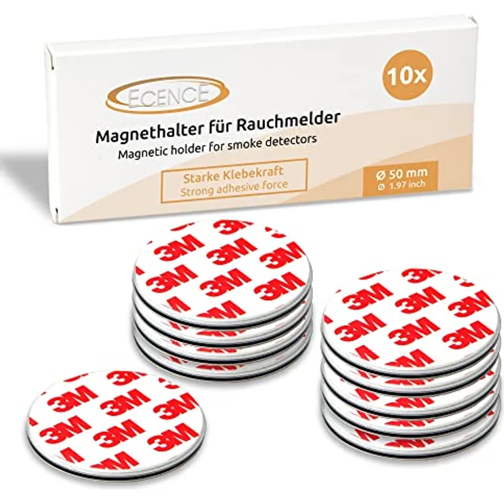 EN Rauchmelder Magnethalter 10 Stück selbstklebende Magnethalterung für Rauchmelder Ø 50mm
