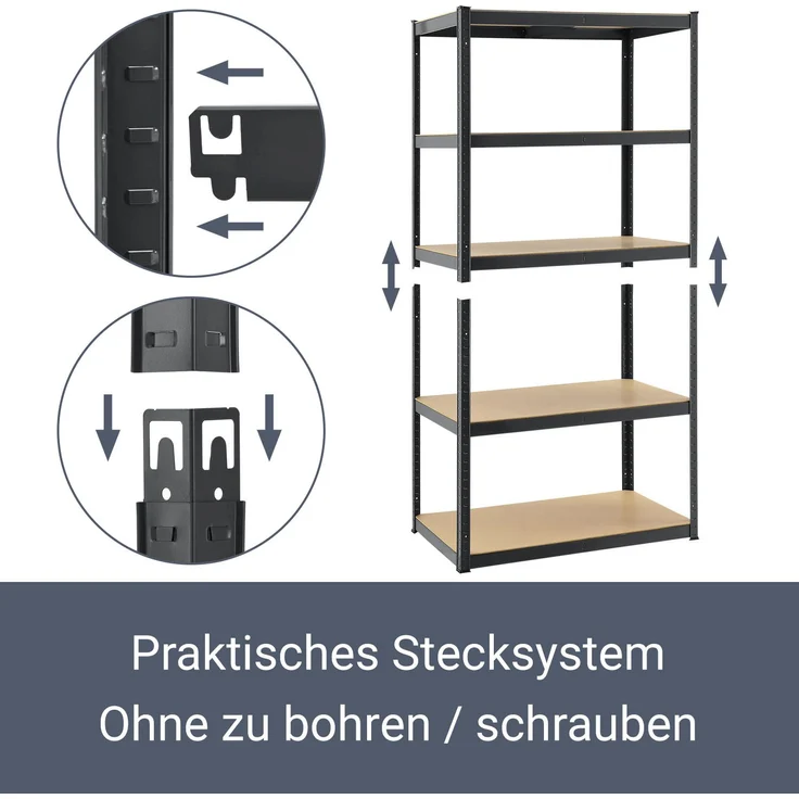 Juskys Lagerregal Basic 2er Set 180x90x40 cm – 2 Schwerlastregale mit 10 Böden – max. 1750 kg - Metall verzinkt - Regale Kellerregal Metallregal – Bild 7