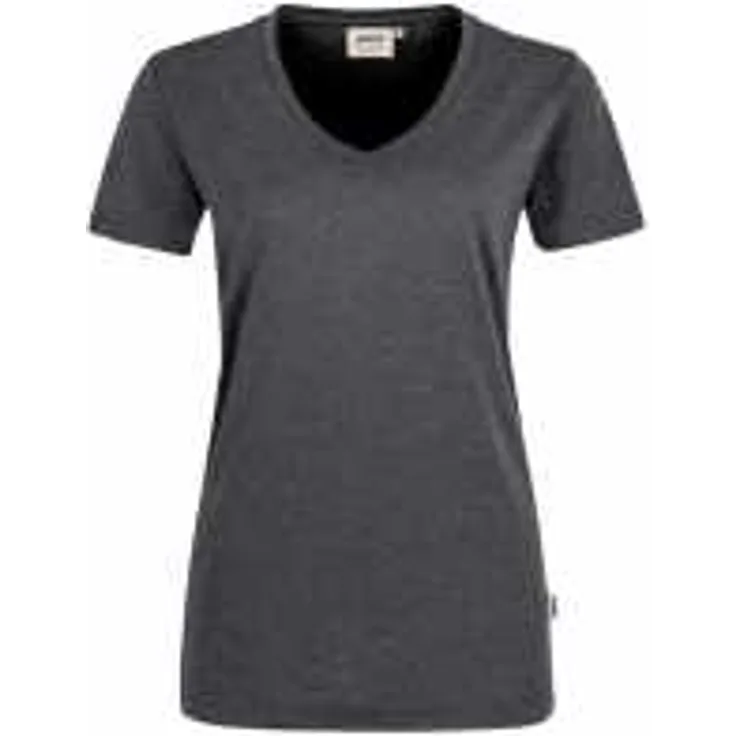 HAKRO Damen V-Shirt Mikralinar 181, anthrazit meliert, XS