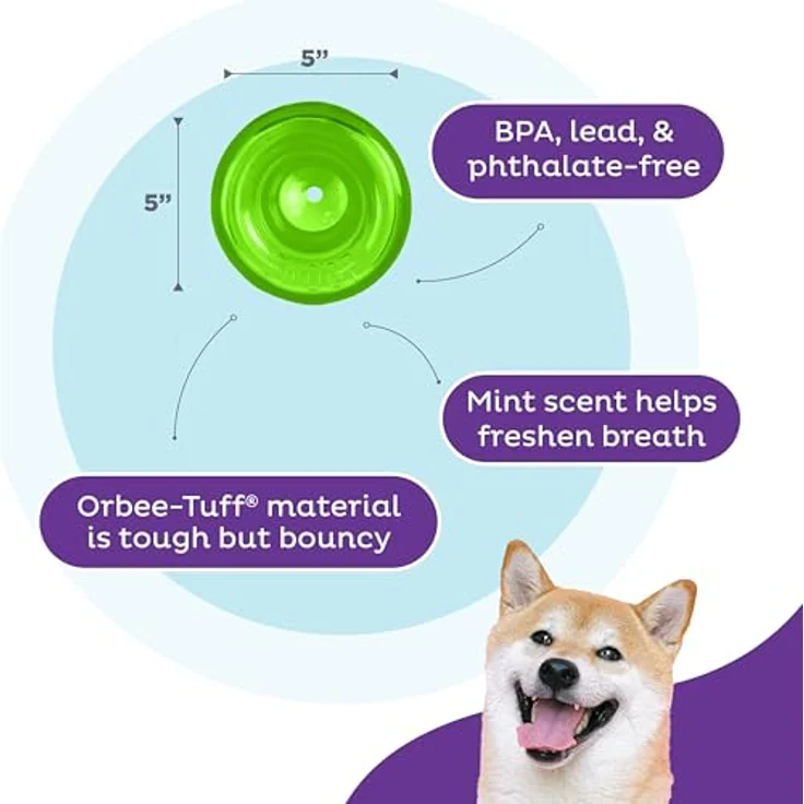Outward Hound Orbee-Tuff Snoop, interaktives Leckerli verteilendes Spielzeug, L, Grün, gefüllt mit Minze, fördert langsames Essen – Bild 4
