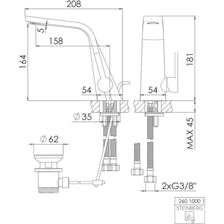 Steinberg Serie 260 Spültischarmatur 26010001BN, mit Keramikkartusche und 5 l/min Durchflussmenge – Bild 2