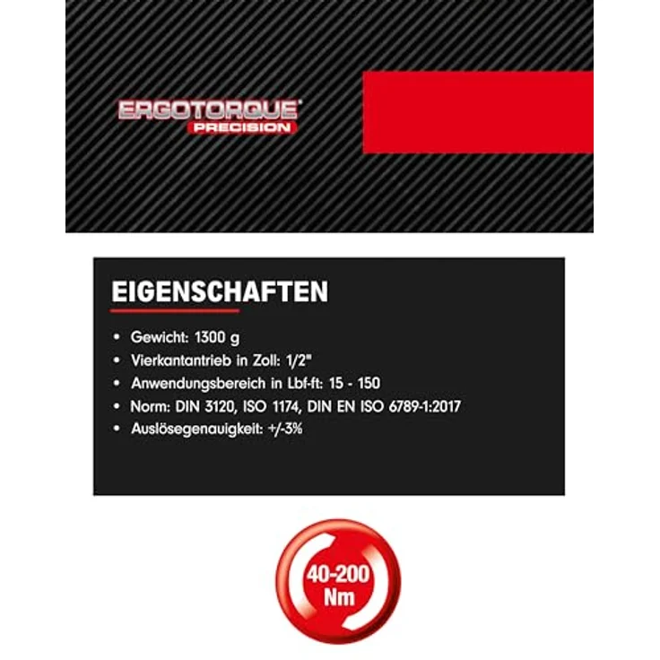 KS Tools ERGOTORQUEprecision Drehmomentschlüssel 1/2", 40-200 Nm, mit Quick-Lock Drehknopf und Umsteck-Ratschenkopf, ±3 % Auslösegenauigkeit – Bild 3
