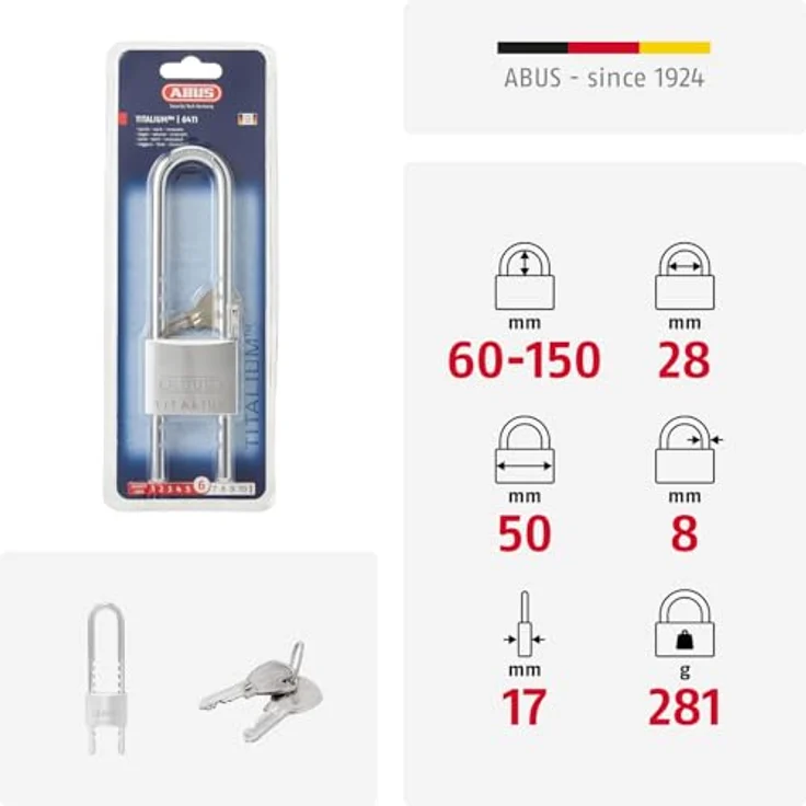 ABUS Vorhangschloss TITALIUM 64TI/50HB60-150 – Bild 6