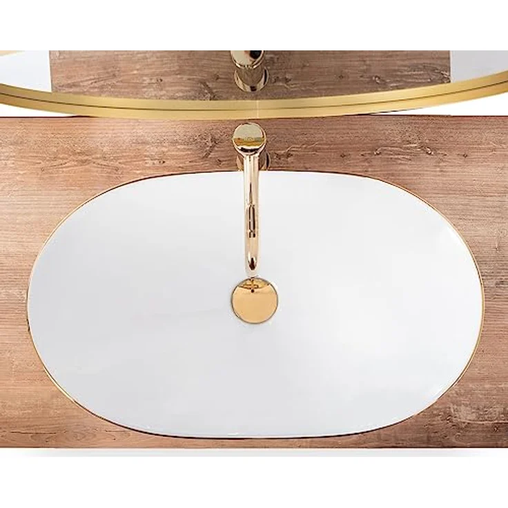 wohnwerk.idee Aufsatzwaschbecken Waschbecken Royal Gold Weiß 60,5x36cm – Bild 5