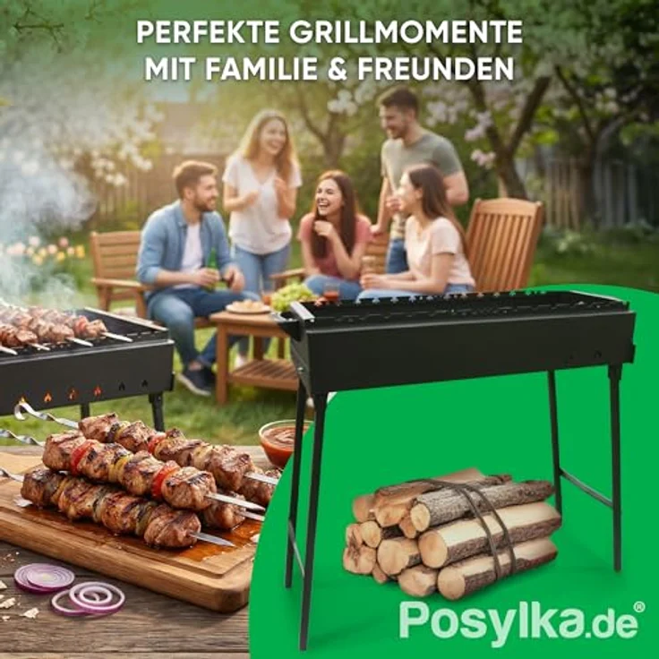 Davr Metall Mangal Grillmeister, klappbar, 80 cm, aus 2 mm Stahl, schwarz, inkl. Grillzange – Bild 9