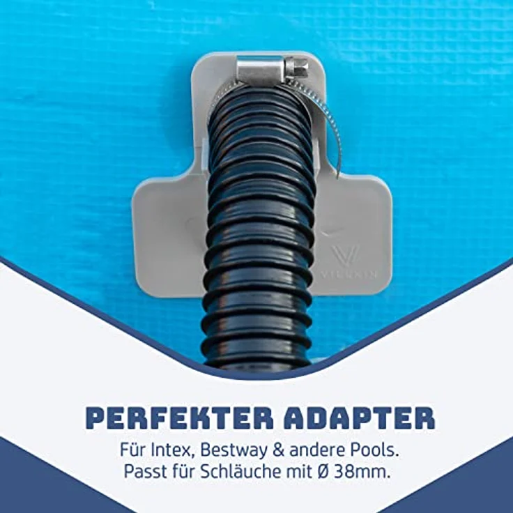 Villkin Poolschlauchhalter 2er-Set, Inkl. 2 Schlauchschellen & 2 Kabelbinder, Schutz für Poolschläuche (26-38mm), kompatibel mit Intex & Bestway – Bild 2