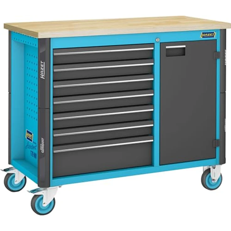 Hazet Werkbank 179NW-7, 210-teiliges Werkzeug Sortiment mit größerem Stauraum, 1200x800x1340mm, geölte Multiplex-Birke Arbeitsfläche, hohe Tragkraft – Bild 2