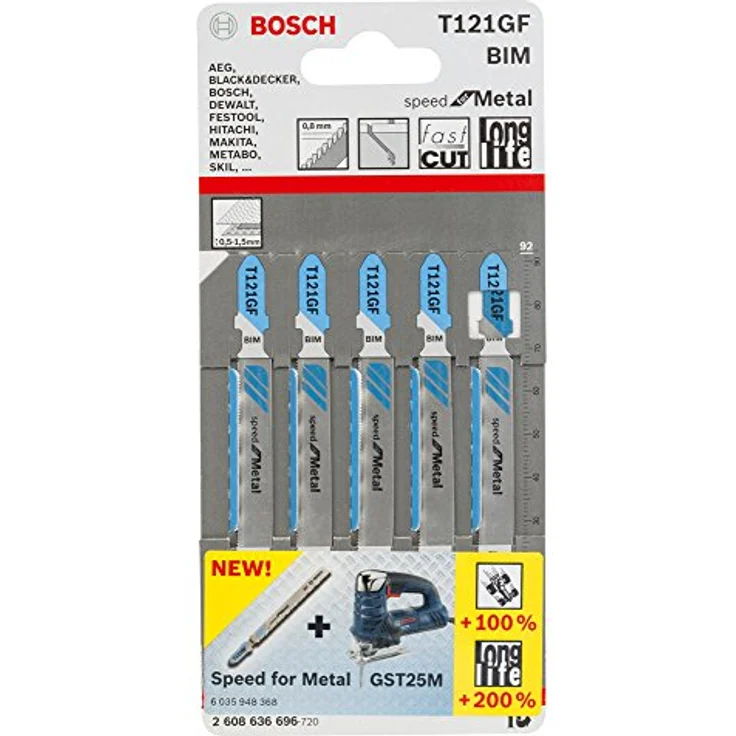 Bosch Professional Stichsägeblatt T 121 GF, Speed für Metal, 5-er Pack, Bleche, 2608636696 – Bild 2