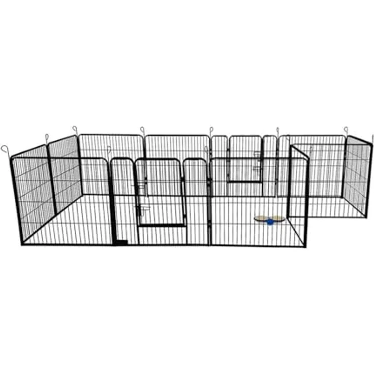 Home Deluxe Welpenauslauf BARKI, 80 x 80 cm, 12-teilig, schwarz, inkl. Türverriegelung und abgerundete Ecken, wetterfestes Design für drinnen und draußen – Bild 3