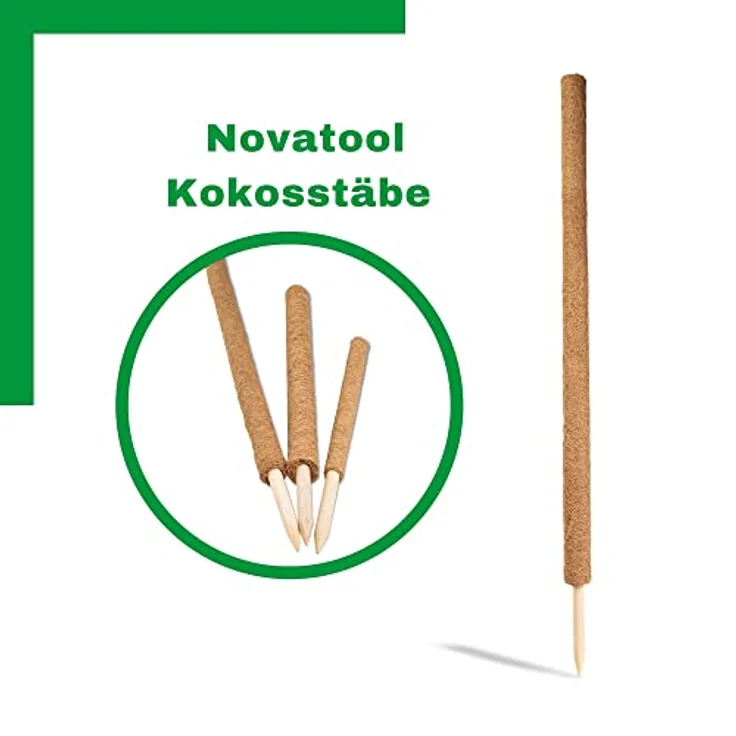Novatool 4X Kokos Rankstab, 110 cm mit Ø 45mm, verlängerbar, natürliche Kokosfaser, Pflanzenstütze für Zimmerpflanzen und Blumentöpfe – Bild 2