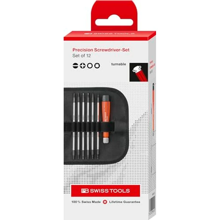 PB Swiss Tools Mini Schraubendreher Set PB 513 | 100% Swiss Made, 6-teilig mit Duplex-Wechselklingen, Torx, Kreuzschlitz, Schlitz, Innensechskant in kompakter Kunstleder Rolltasche – Bild 2
