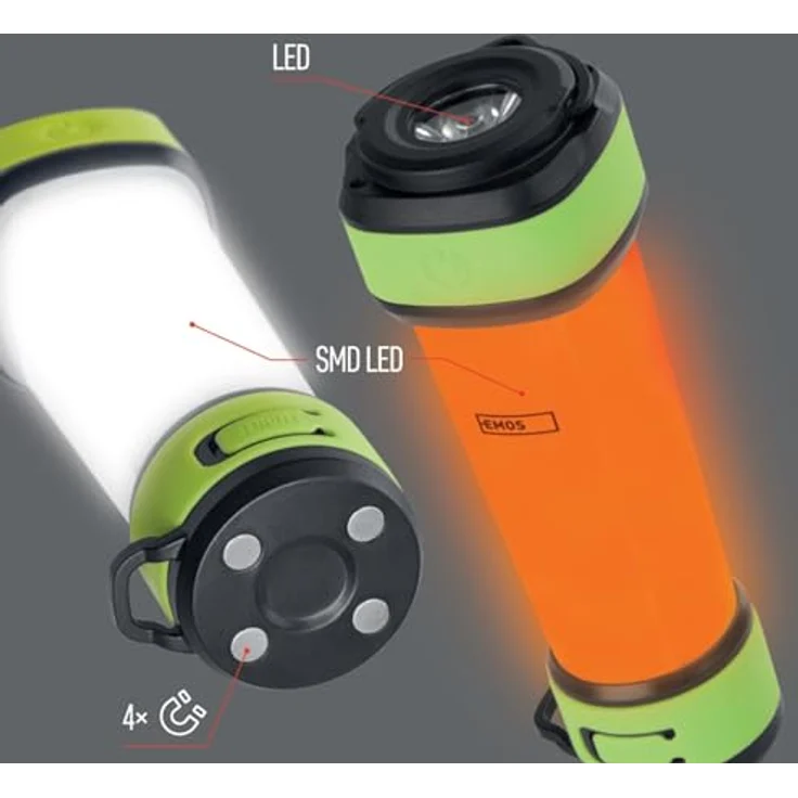 EMOS LED Camping Laterne, tragbare 360° Akku-Campinglampe mit Rotlicht und Powerbank Funktion, Magnet und Haken, 7 Modi, 360 lm, 190 m Leuchtweite - blau – Bild 4