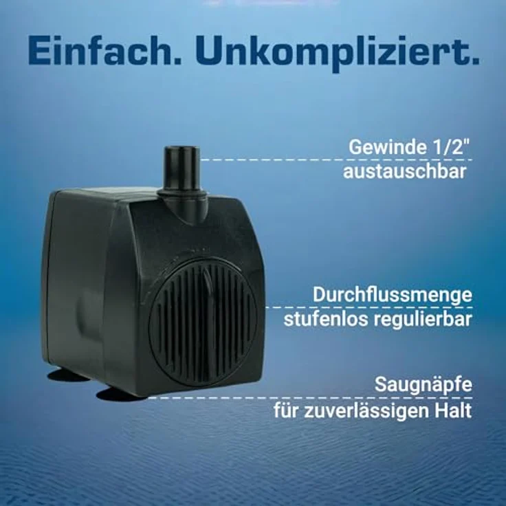 KERRY Wasserpumpe KEP950L – 950 L/H | 14 Watt | 180 cm Förderhöhe | Teich- und Aquariumpumpe | Schwarz – Bild 4