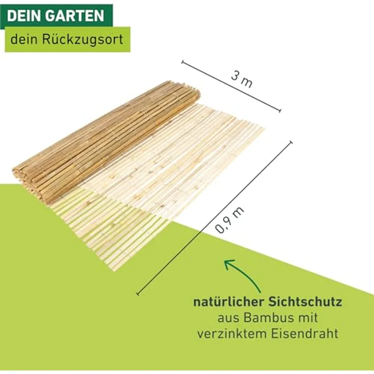 Windhager Sichtschutzmatte Mitake aus Bambus, Bambusmatte, Sichtschutz-Zaun, Windschutz, 90 x 300 cm, 06688 – Bild 4