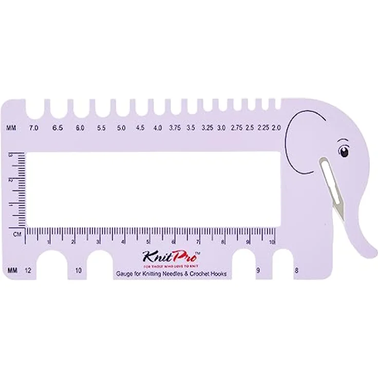 KnitPro 1099x Nadelmaß mit Garn Cutter und Lineal - Elefant lila,rosa 2,0 - 12mm : 10995 Lilac – Bild 2